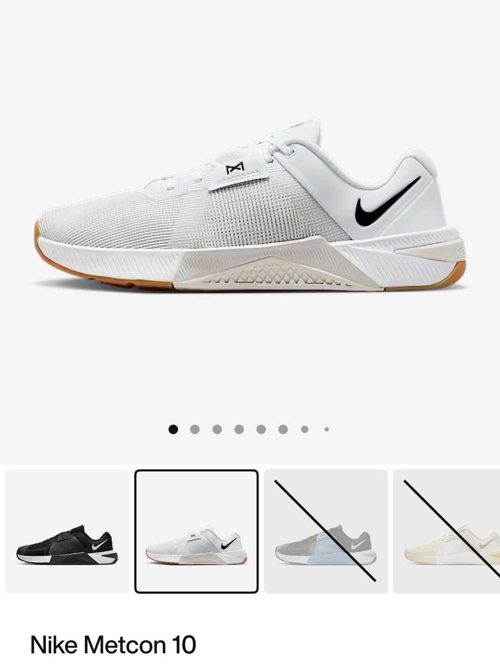 Nike Metcon 10 Men’s Training Shoes — White/Black/Gum sole